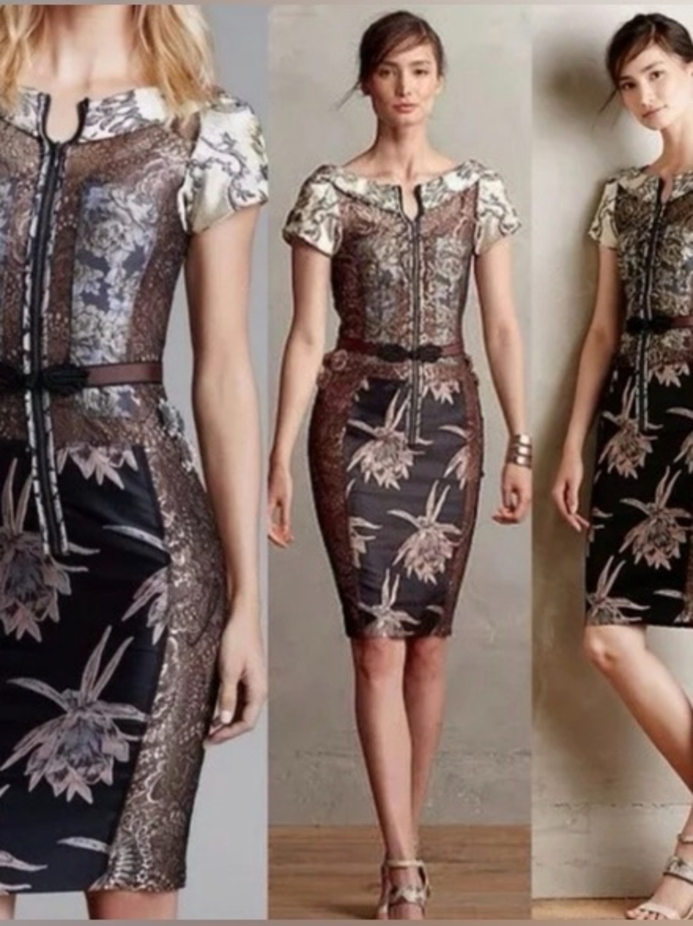 Beguile Byron Lars Pieced Brocade Sheath Dress 2P